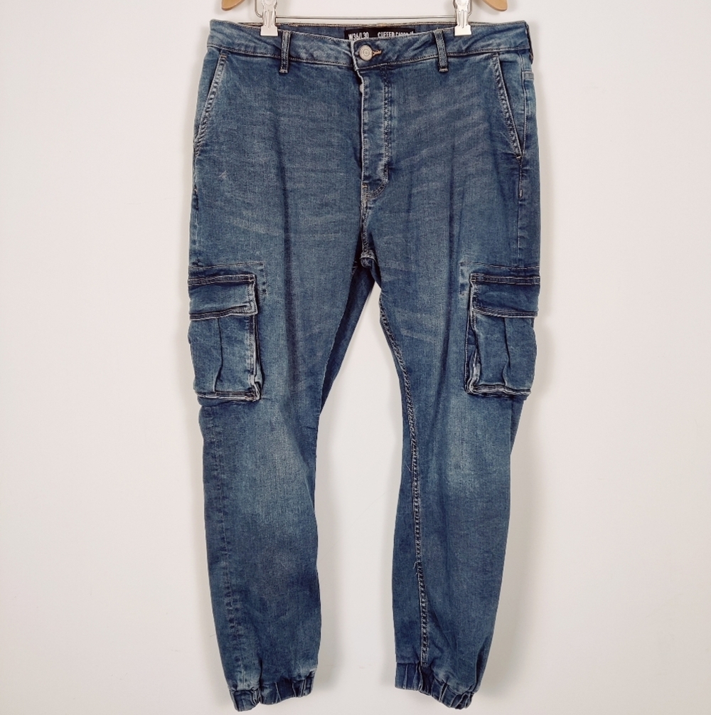 Denim Co Men's Cuffed Cargo Jogger Jeans Size 36 Button Fly Denim Gorpcore